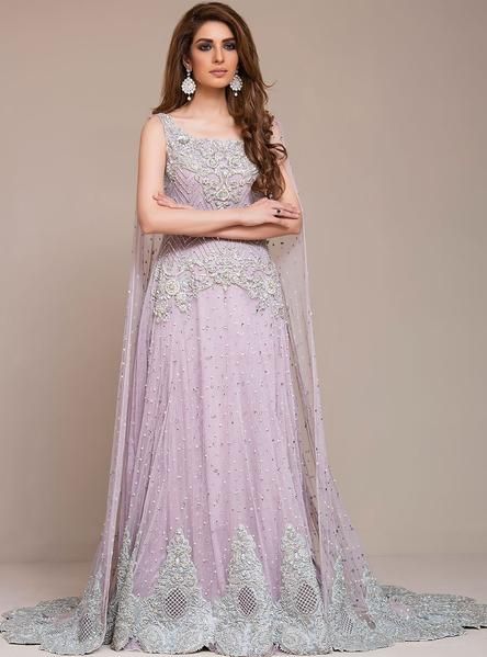 image of lavender tail gown for reception 
